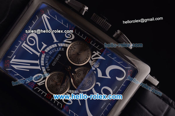 Franck Muller Long Island Chronograph Miyota Quartz Movement PVD Case with Black Dial and White Numeral Markers - Click Image to Close
